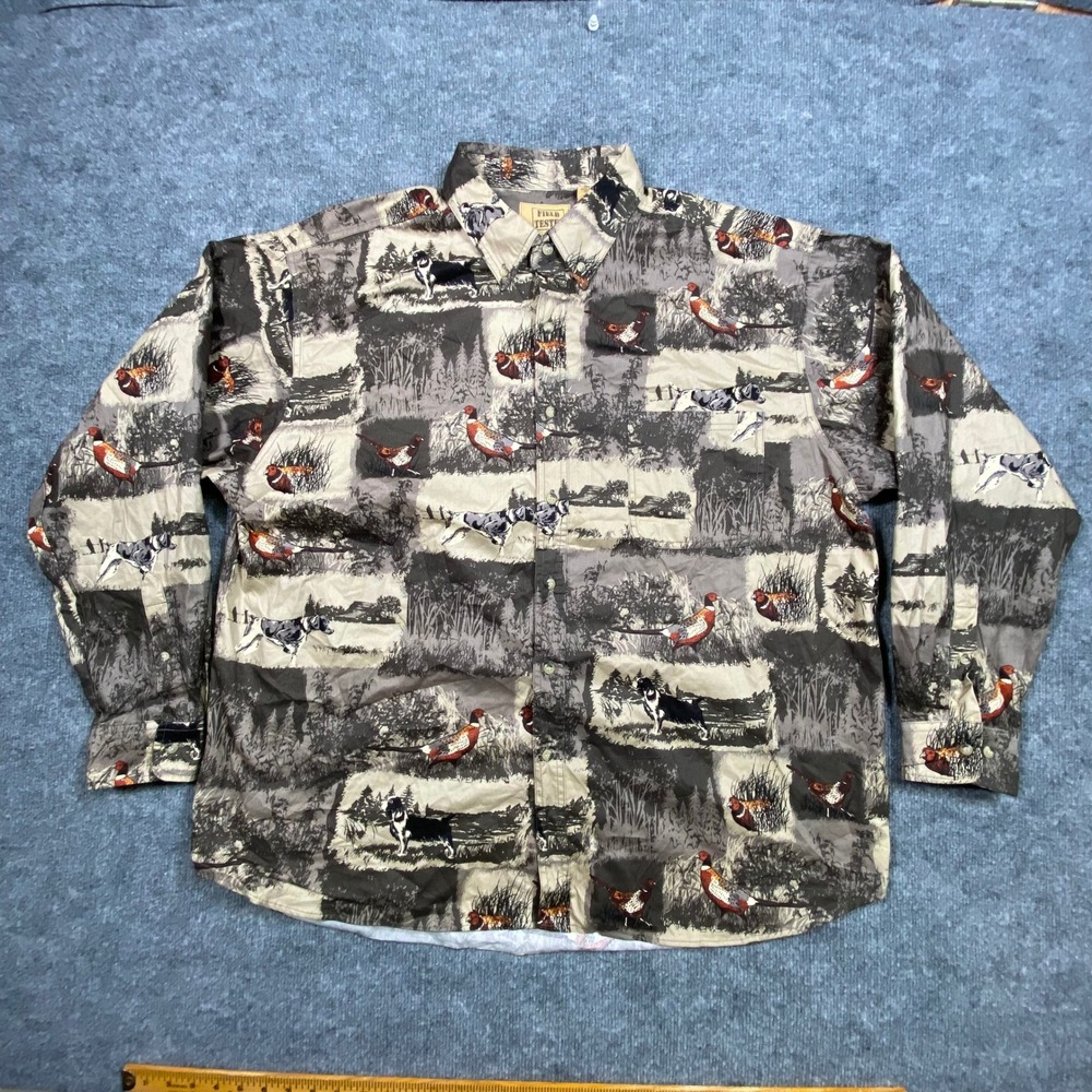 Field Tested Outdoor Life Men's 2XL Button Down Shirt Hunting Dog Pheasant Print